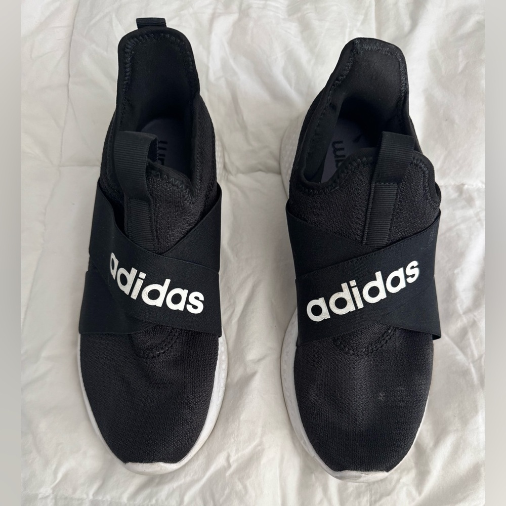 Adidas Black Slip-On Sneakers with Elastic Strap